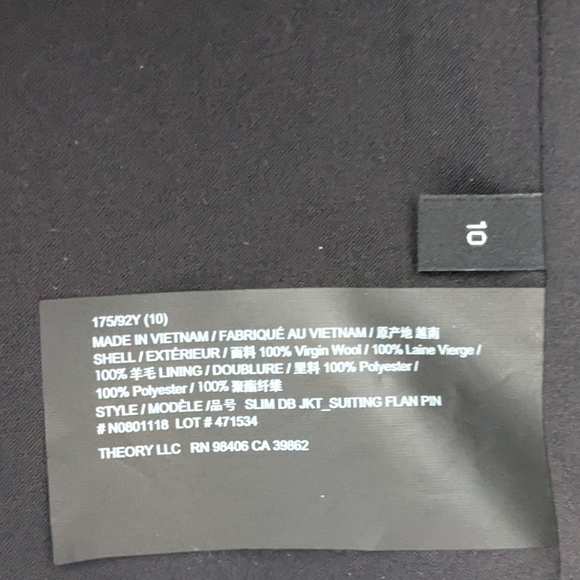 Theory Double Breasted Wool Flannel Pinstripe Blazer - Picture 9 of 11